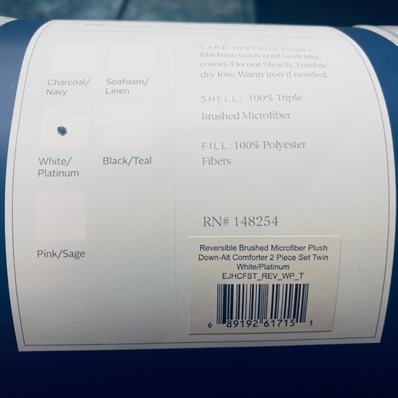 NWT Reversible Brushed Microfiber Down-Alternative Comforter & Sham Set - Twin - Picture 8 of 11